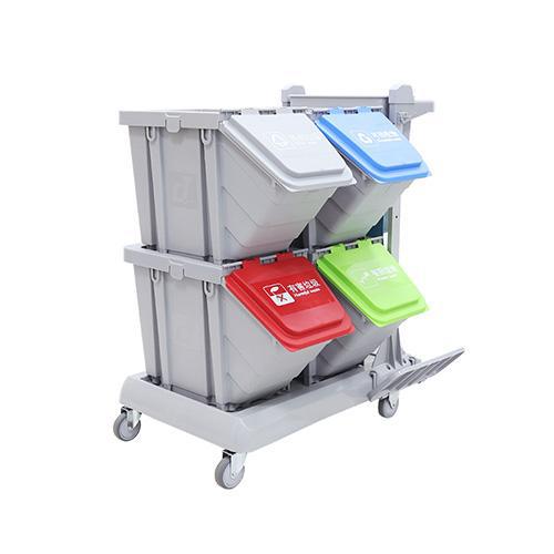 靈動型分類收納系統(tǒng)清潔車，配工具袋、4個25公升分類箱 JD T4100