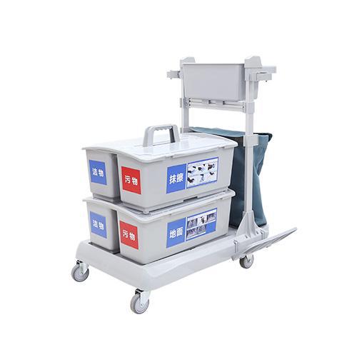 靈動型平推系統(tǒng)清潔車，配垃圾袋，雙格桶x2，含標貼 JD R223