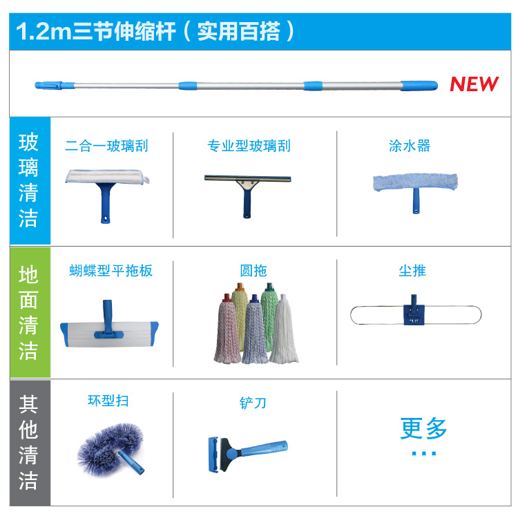 藍色123cm光身不包膜兩節(jié)快速鎖伸縮桿 帶快接桿頭 TLP 2123B